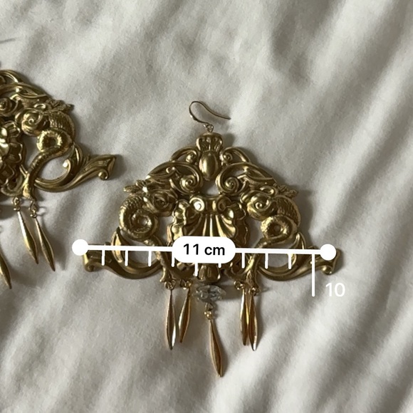 Huge dangle chandelier earrings -gold tone